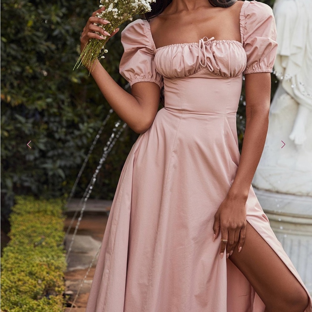 House of CB Blush Puff Sleeve Midi Dress
